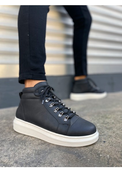 Atto Bağcıklı Ortopedik Taban Cilt Erkek Spor Bot CBT - Siyah