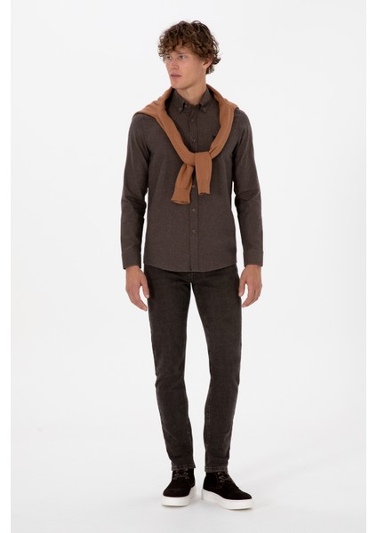 Erkek Kahverengi Gömlek Basic 50316721-VR029 fırsatları