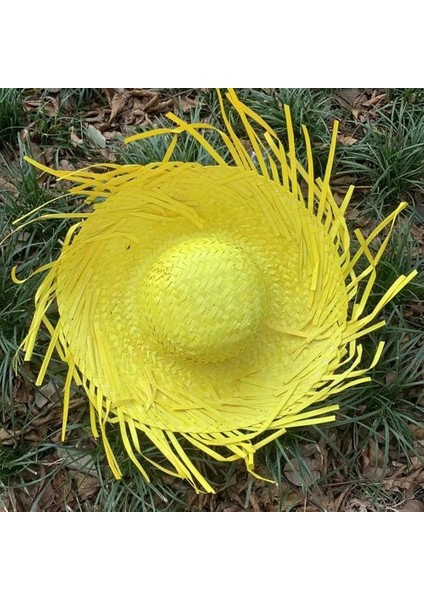 Tropikal Parti Sarı Hasır Hawaii Şapkası modelleri