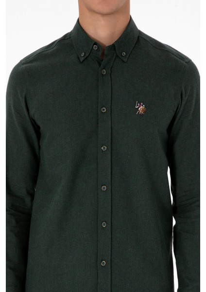 Erkek Koyu Yeşil Gömlek Basic 50307686-VR079