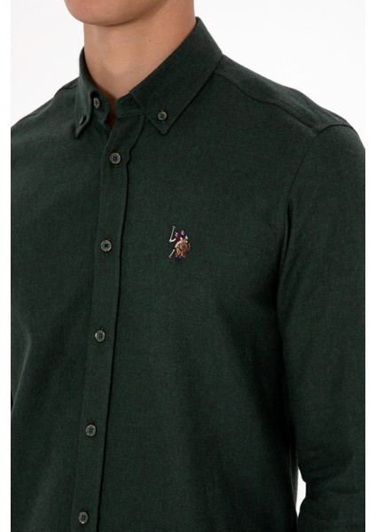 Erkek Koyu Yeşil Gömlek Basic 50307686-VR079