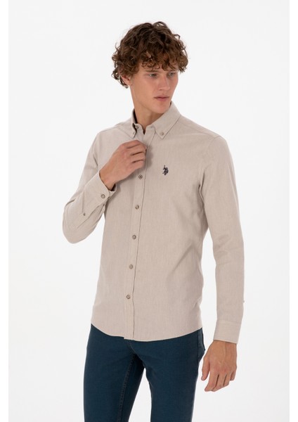 Erkek Bej Gömlek Basic 50316721-VR011