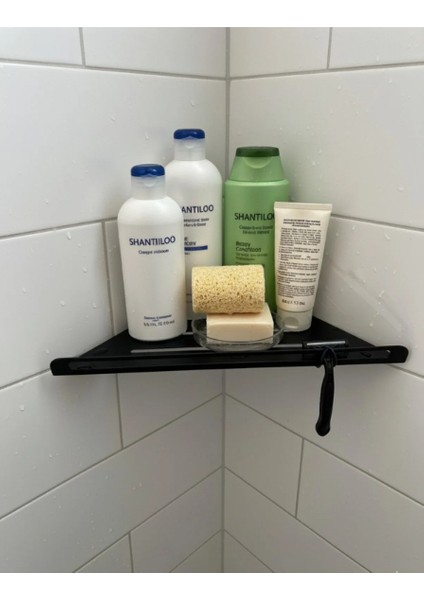 Seo Desıgn Siyah Köşe Banyo Rafı – Suya Dayanıklı Organizer