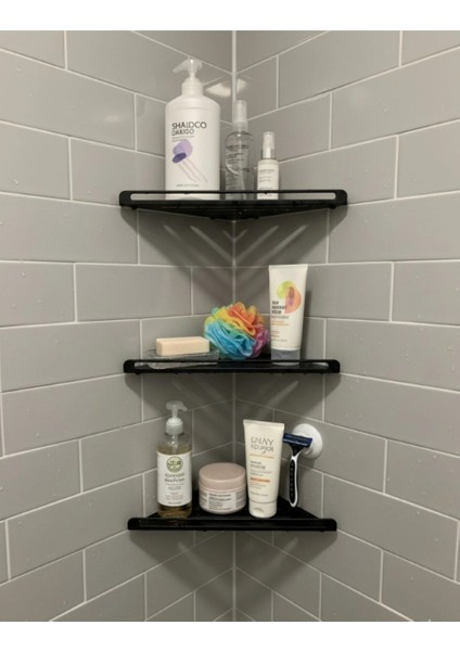 Seo Desıgn Siyah Köşe Banyo Rafı – Suya Dayanıklı Organizer indirimleri