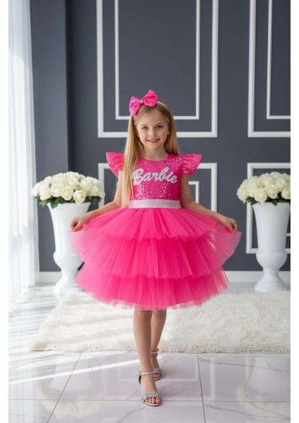 Pullu Katkat Doğum Günü Parti Elbisesi Taçlı Abiye Kostüm ABY222