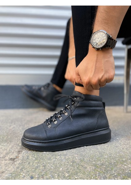 Atto Bağcıklı Ortopedik Taban Cilt Erkek Spor Bot CST - Siyah modelleri