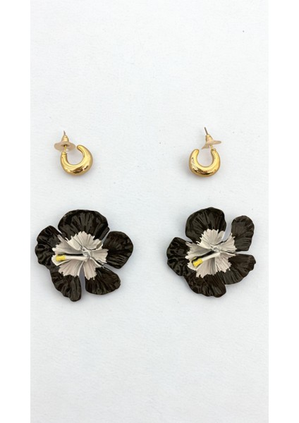 Siyah Menekşe Ikili Küpe