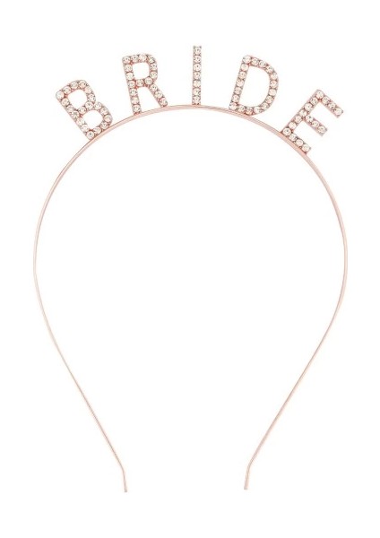 Rose Gold Bekarlığa Veda Kristal Taş Bride Tacı fiyatları