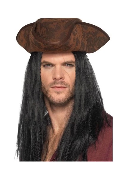 Siyah Saçlı Kaptan Korsan Şapkası fiyatları