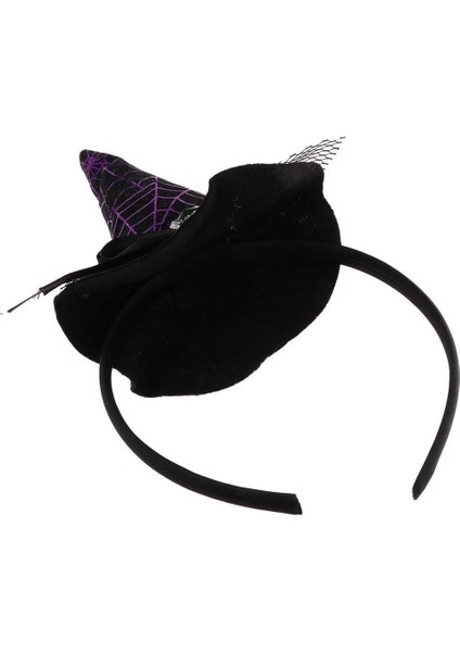Cadı Şapkalı Halloween Parti Tacı Tüllü Mor Cadılar Bayramı Aksesuarı modelleri