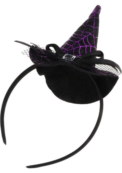 Cadı Şapkalı Halloween Parti Tacı Tüllü Mor Cadılar Bayramı Aksesuarı indirimleri