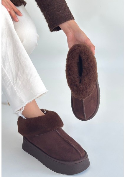 Içi Kürklü Bot Süet Kahverengi Topuk Boyu 4 cm fiyatları