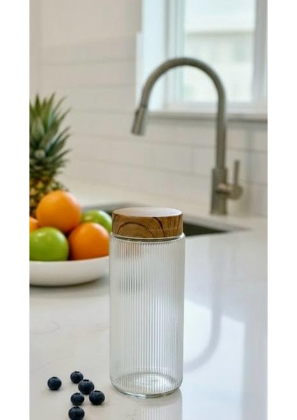 Berina Home Ahşap Desen Büyük Cam Kavanoz Seti – 1350 Ml, Çay, Şeker, Pirinç, Baharat ve Erzak Saklama fırsatları