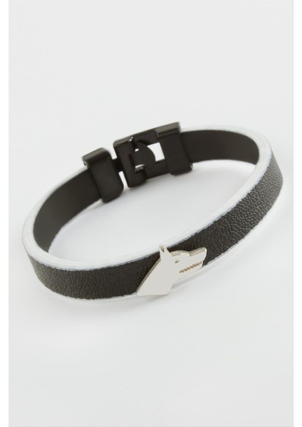 Depomix Kurt Kaliteli Suni Deri Bileklik-Siyah