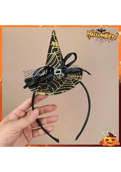 Cadı Şapkalı Halloween Parti Tacı Tüllü Sarı Altın Renk Cadılar Bayramı Aksesuarı fiyatları