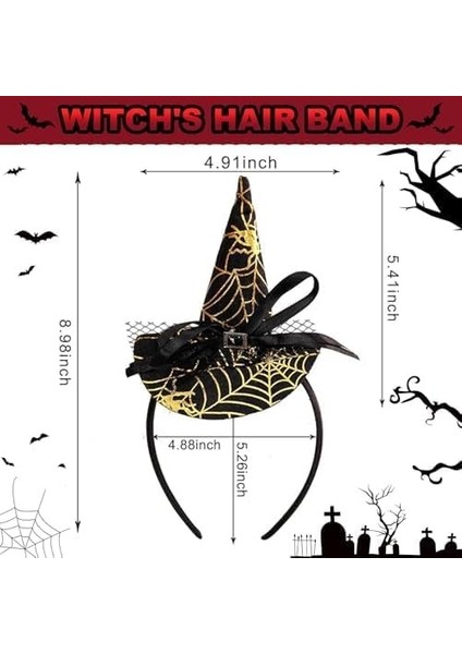 Cadı Şapkalı Halloween Parti Tacı Tüllü Sarı Altın Renk Cadılar Bayramı Aksesuarı fırsatları