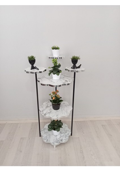 Çiçeklik Stand Sehpa Gümüş Detaylı Memer Desenli Saksılık indirimleri