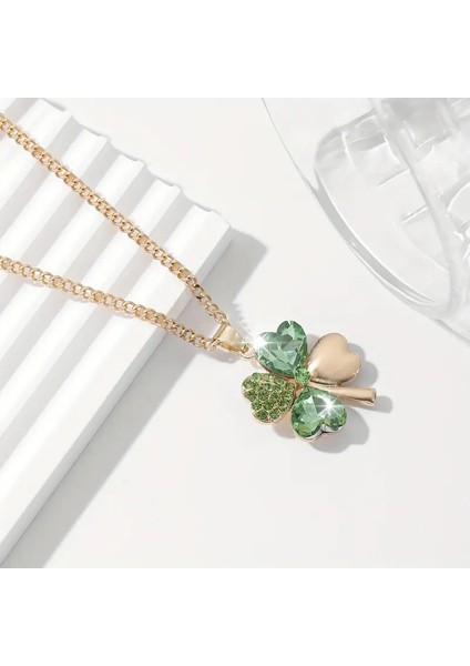 Greenlove Altın Kaplama Zümrüt Yeşili Yonca Detay Kadın Kolye fiyatları