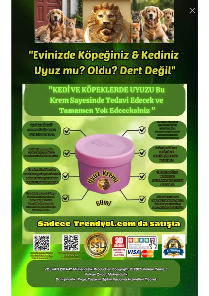 Köpek Uyuzu Solüsyonu Bitkisel Kökenli Doğal Ürün Kedi Köpek Uyuzu Kesin Sonuç Sıvı 60ML Krem fırsatları