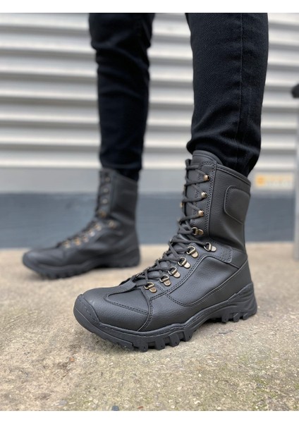 Ekir Bağcıklı Ortopedik Taban Günlük Cilt Erkek Askeri Postal Bot CST Siyah indirimleri