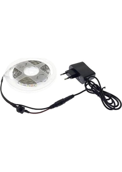 Dolabı ve Tezgah Üstü Için Şerit LED + 12V Adaptör Tak Çalıştır Aç Kapa Anahtarlı Hazır 5 Metre Beyaz