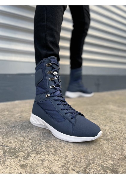 Otre Bağcıklı Ortopedik Taban Günlük Cilt Erkek Askeri Postal Bot CBT Lacivert