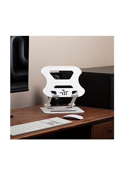 Laptop Standı Çelik Laptop Standı Bilgisayar Yükseltici Ergonomik Stand Tüm Boyutlarda Notebooklara Uygun Çelik Notebook Standı (Beyaz) fırsatları