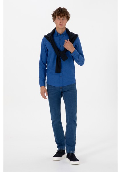 Erkek Mavi Gömlek Basic 50316721-VR212 fırsatları