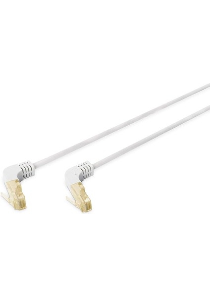 Lan Kablo Cat 6A - 15M - 90° Dişli Fiş - RJ45 Ağ Kablosu - S/ftp Korumalı - Gri