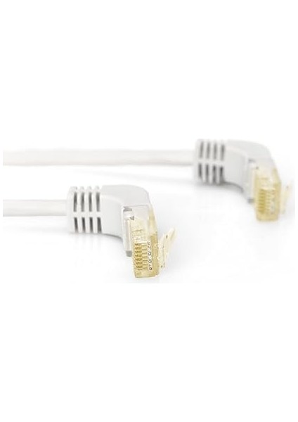 Lan Kablo Cat 6A - 15M - 90° Dişli Fiş - RJ45 Ağ Kablosu - S/ftp Korumalı - Gri modelleri