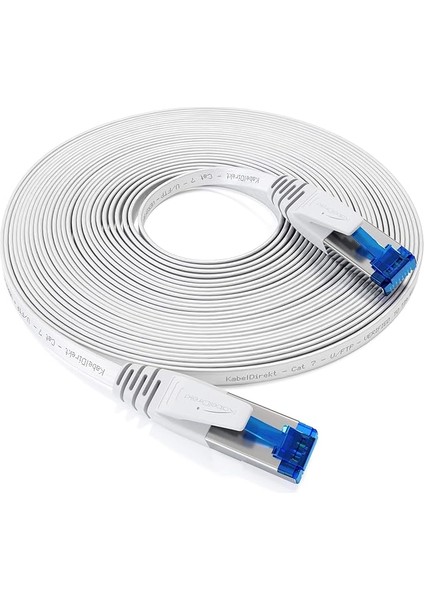 – Lan Kablosu Düz, Kırılmaz Yapı – 10M (Cat7 Kablo, 10 Gbit/s, Özellikle Esnek ve Kurulum Kablosu Olarak Uygun, Maksimum Fiber Optik Hız, RJ45, Beyaz)