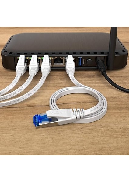 – Lan Kablosu Düz, Kırılmaz Yapı – 10M (Cat7 Kablo, 10 Gbit/s, Özellikle Esnek ve Kurulum Kablosu Olarak Uygun, Maksimum Fiber Optik Hız, RJ45, Beyaz) fırsatları