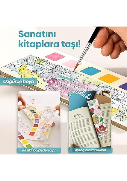 Renk Paletli Sulu Boya Kitabı + Fırça, 12 Sayfa Boyama Kitabı, Aktivite Boyama Seti, Çocuklar Için Yeni Nesil Sulu Boya Defteri (Masal Rüyası) fiyatları
