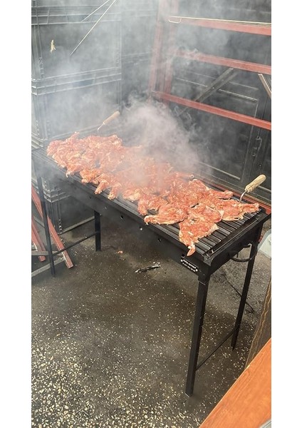cm Oluklu Lama Izgaralı Demir Mangal Barbekü 75 cm Geçmeli Ayaklı Portatif Katlanabilir modelleri