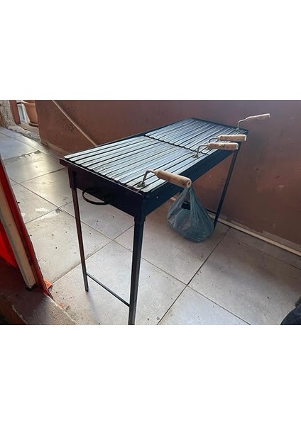cm Oluklu Lama Izgaralı Demir Mangal Barbekü 75 cm Geçmeli Ayaklı Portatif Katlanabilir indirimleri