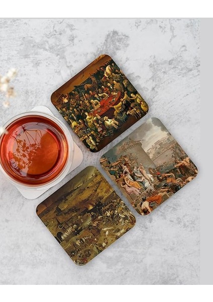 Dünya Tarihi 103 Ünlü Temalı Ahşap Bardak Altlığı Ahşap Baskılı Altlık 6'lı Set (9 X9CM) KARBONNM17 fırsatları