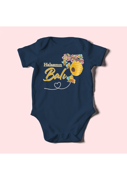 Halasının Balı Baskılı Bebek Zıbını – Çıtçıtlı Body 8 Renk | %100 Pamuk Kısa Kol fiyatları