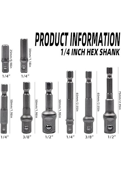 Lokma Adaptörü, 8 Parçalı Set, 1/4 Inç Altıgen Adaptör, 1/4 Inç, 3/8 Inç, 1/2 Inç Lokma Somun, Matkap ve Akülü Vidalama Için Lokma Anahtar, Somun ve Lokma Somunları, Uç Tutucu fiyatları