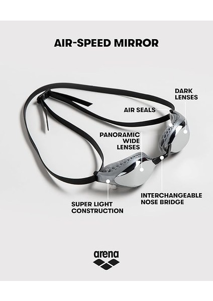 Airspeed Mirror Buğu Önleyici Üniseks Yarışma Yüzücü Gözlüğü, Yetişkinler Için, Geniş Camlı Yüzme Gözlüğü, Uv Koruması, 3 Değiştirilebilir Burun Geçişi, Hava Seals Contaları modelleri