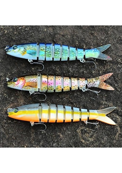 3 Adet 8 Eklemli 3D Oynak Rapala Sahte Balık Yem Seti Tatlı ve Tuzlu Su Uyumlu Wobblers Swimbait fırsatları