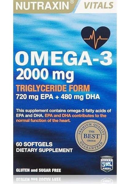 Vitals Omega-3 2000 Mg Epa + Dha Balık Yağı Içeren Takviye Edici Gıda (1 x 60 Kapsül) fiyatları