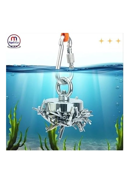 Çok Güçlü Deniz Mıknatısı - Fishing Magnet - Neodyum Daimi Çelik Mıknatıs - Halkalı Pot Mıknatıs - Nikel Kaplı - Paslanmaz - Kararma Yapmaz - Tuzlu Suya Dayanıklı Mns Magneteksan fiyatları