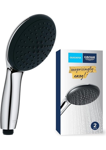 Vitalio Start 110 El Duşu, 2 Akışlı (Yağmur &amp; Jet), Smartswitch, 110MM Yuvarlak Duş Başlığı, Silikon Halka, Kireç Önleyici Sistem, Krom, 26948001