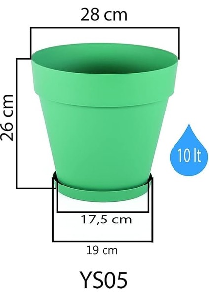 Drenaj Aparatlı Tabaklı Dekoratif Saksı 28CM, 10 Litre Antrasit fiyatları