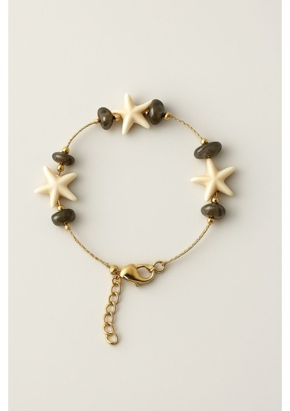 Doğal Taş Detaylı Deniz Kabuğu Bileklik