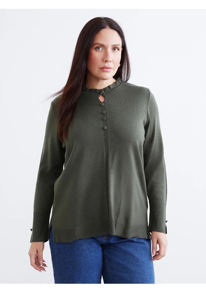 Fırfırlı Dik Yaka Kadın Triko Kazak (W5) fiyatları