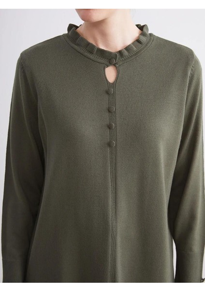 Fırfırlı Dik Yaka Kadın Triko Kazak (W5) fırsatları