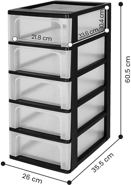 Ohyama Chest OCH-2005 Çekmeceli Konteyner/çekmeceli Dolap, Plastik, Siyah/şeffaf, 35,5 x 26 x 61 cm modelleri