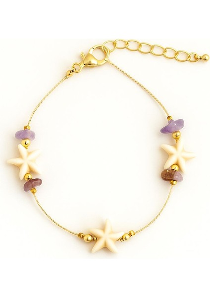 Doğal Taş Detaylı Deniz Kabuğu Bileklik