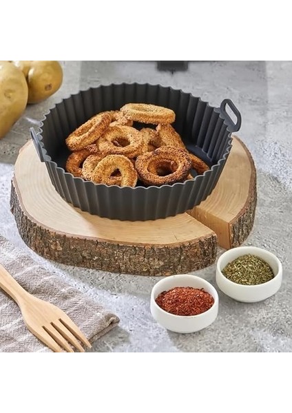 Yeniden Kullanılabilir Xl Airfryer Silikon Pişirme Kabı 23 cm Bpa Içermez Airfryer Pişirme Kağıdı, Yapışmaz Kolay Temizlenir, Büyük Boy Silikon Pişirme Kalıbı (Siyah) fırsatları
